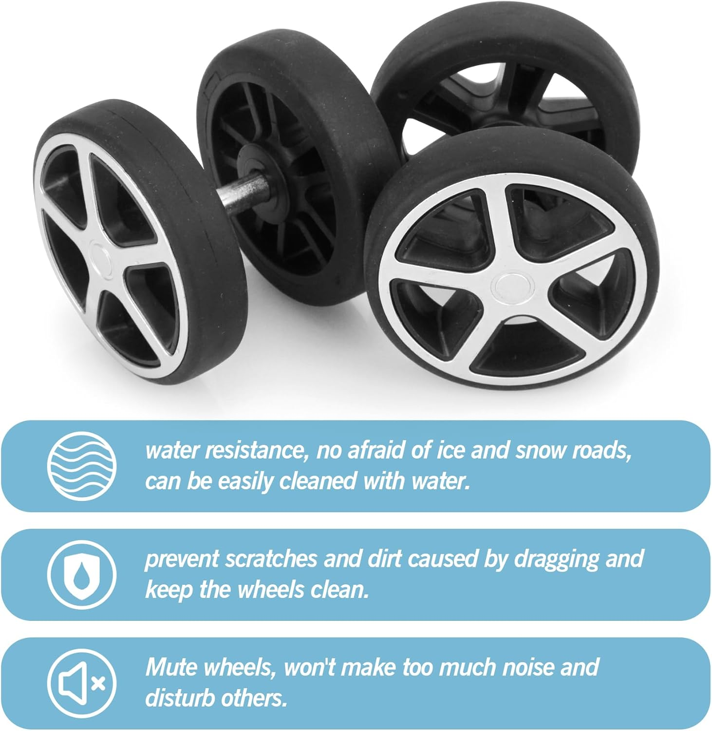 Volein Pack of 8 Suitcase Replacement Wheels Luggage Replacement Wheels Wear-Resistant Suitcase Wheels Rubber Replacement Wheels for Suitcases image number 3