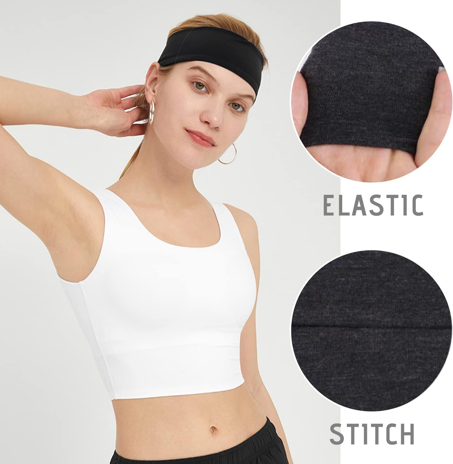 Pack of 2 Women'S Sports Hair Bands, Headband, Thin Hair Band, Black, for Yoga, Sports, Gym, Running, Workout, Exercise (Black) image number 1