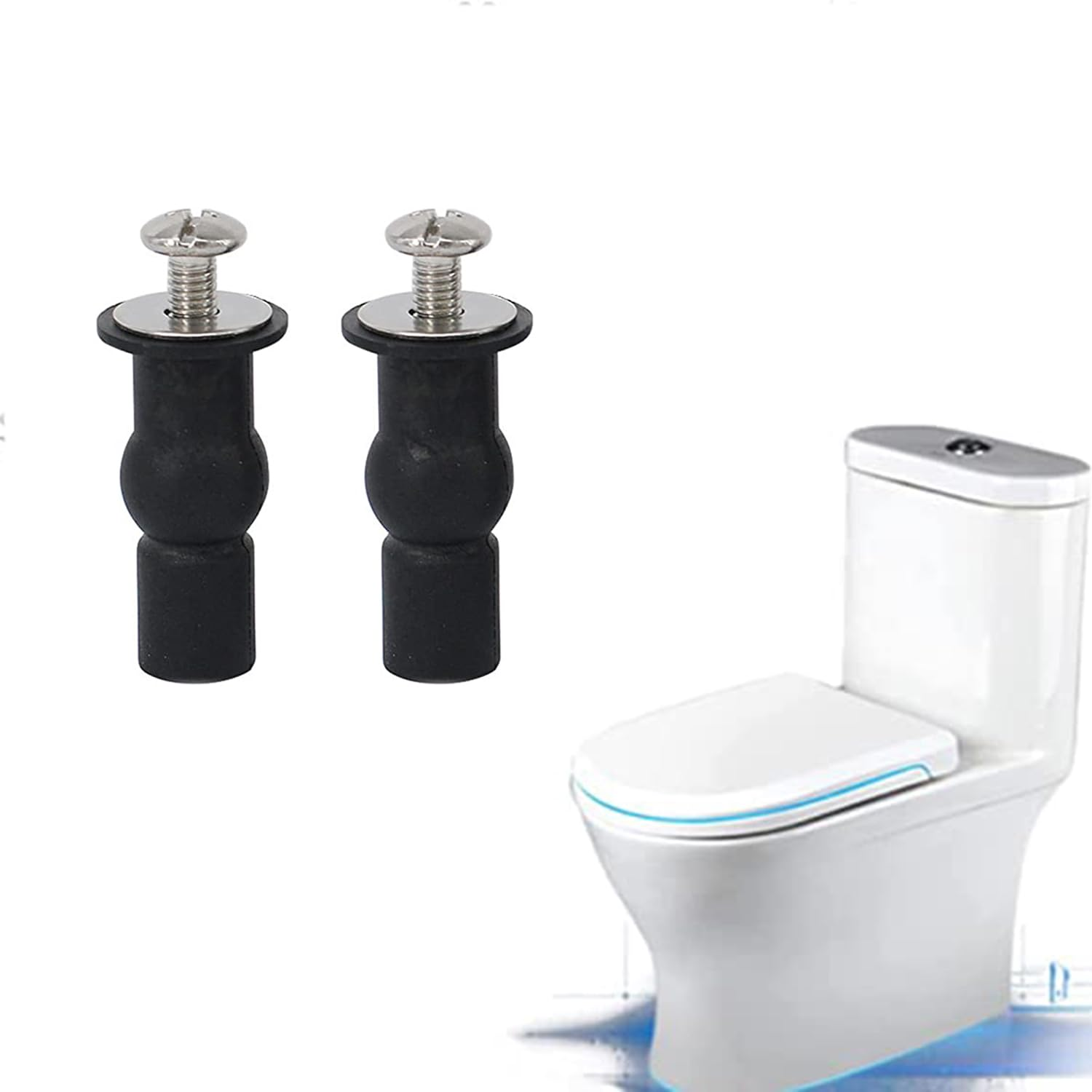 2Pcs Universal Toilet Seat Hinges Screws, Toilet Seat Top Fixing Expanding Rubber Nuts Screws, Toilet Seat Replacement Part Blind Hole Fitting, Toilet Seat Bolts Kit Compatible, Mount Device image number 3