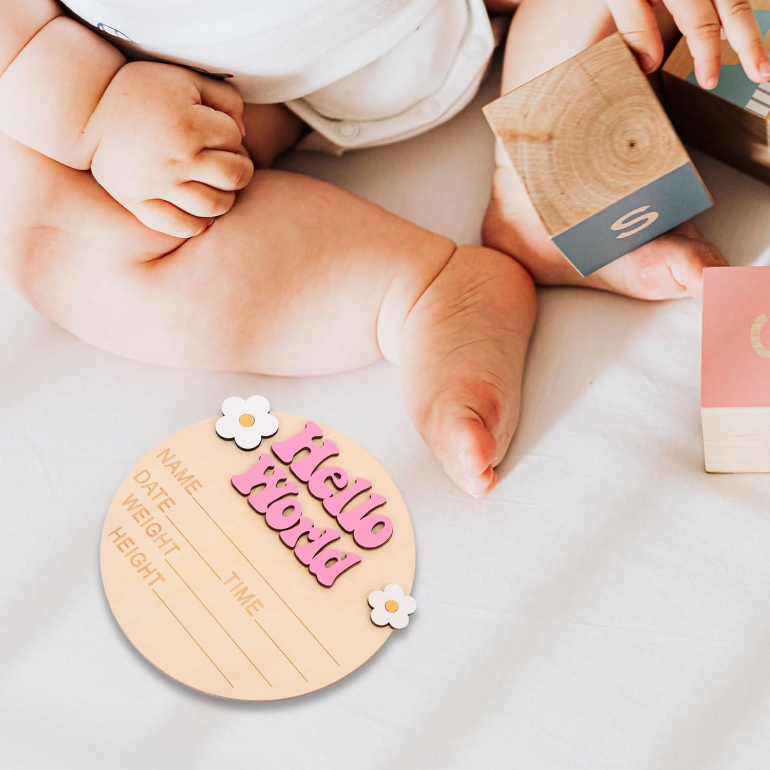 VICASKY Milestone Announcement Sign for Newborn Nursery Decor Growth Record Plaque for Newborn Photo Props and Showers image number 2