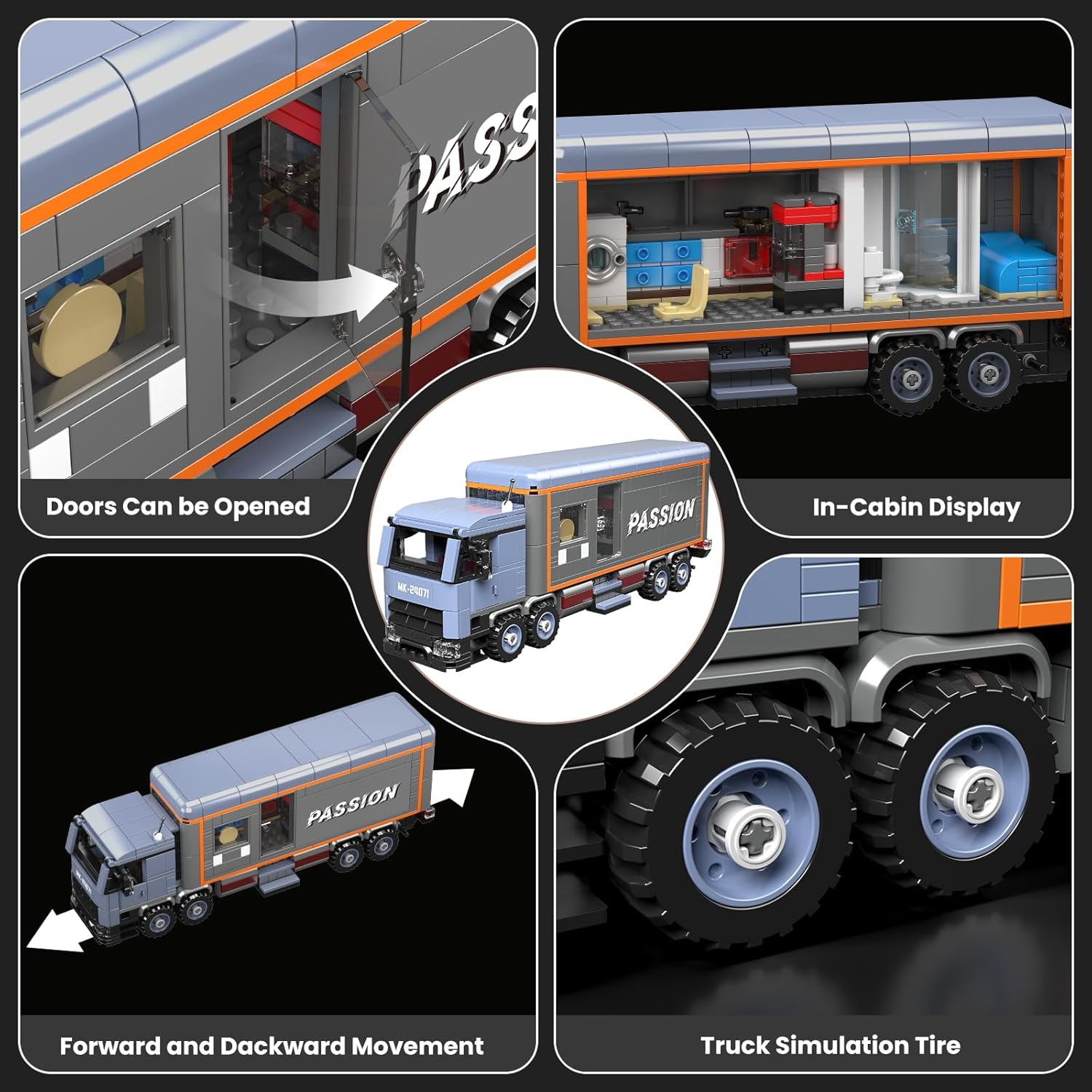 Mould King 24071 Heavy Duty Motorhome Truck Model Building Block Kit, Creative Technology Truck Clamping Building Blocks Set, Car Model Block, Suitable for 8+ Children/Adult/Collectors (615 Pieces) image number 5