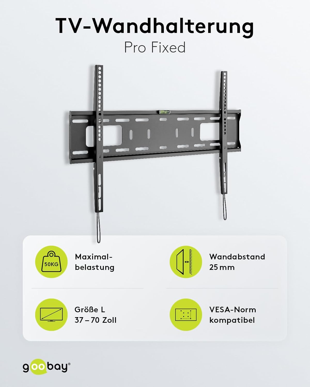 Goobay Pro Fix Wall Mount for TV Size 37-70, Black, Large image number 1