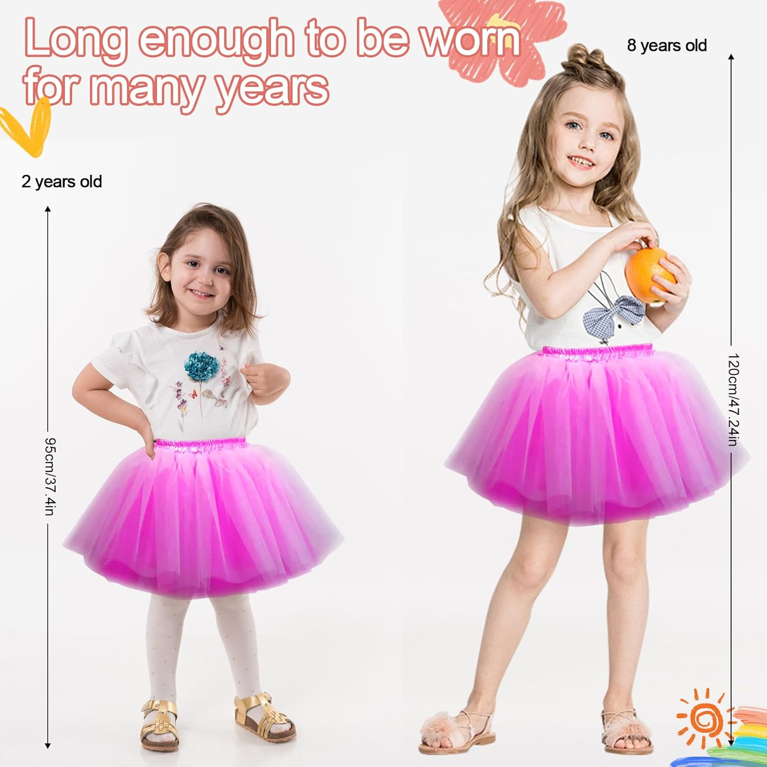 COZY CORE Girls Tutu Skirt 3 Layered Dance Dress Tutu Skirts for 2-8 Years Kids,Ruffle Tiered Ballet Clubwear for Performances,Parties,Playtime - Hot Pink image number 3