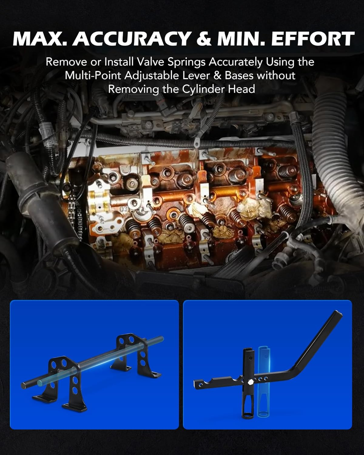 Orion Motor Tech Cylinder Head Service Set Tool Kit Valve Spring Compressor Removal Installer image number 1