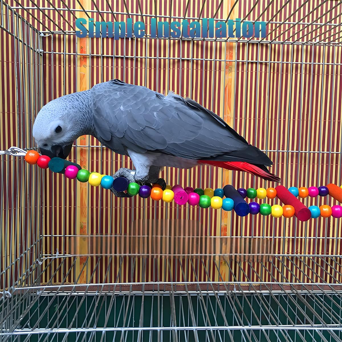 Bird Toys for Parrots Parrot Bridge, Swing Toys, and Ladders for Macaws, African Greys, Budgies, Cockatiels & Parakeets - Wooden Bird Ladder and Swing Toys for Play and Training (45Inch - 18 Ladders)