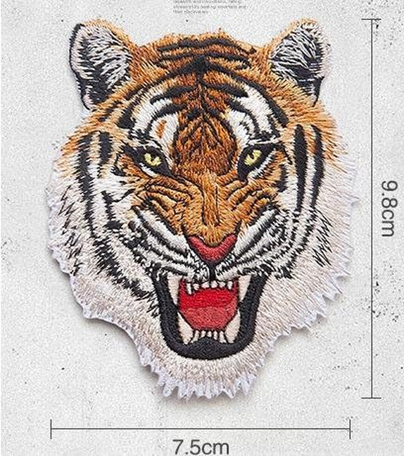 2Pcs DIY Tiger Iron-On Patch Embroidered Appliques Clothes Patches Clothes Sewing Embroidery Process image number 2