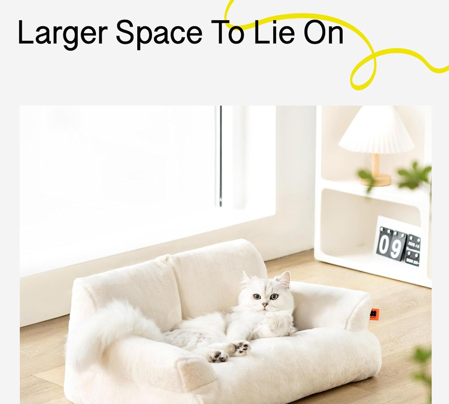 Fashion Cat Sofa Bed Cat Couch - Fluffy Anti-Collapse Large Cat Beds Kitty Furniture, Cloud Cat Sofas with Non-Slip Bottom Winter Kitties, 66 * 48 * 33Cm,A image number 4