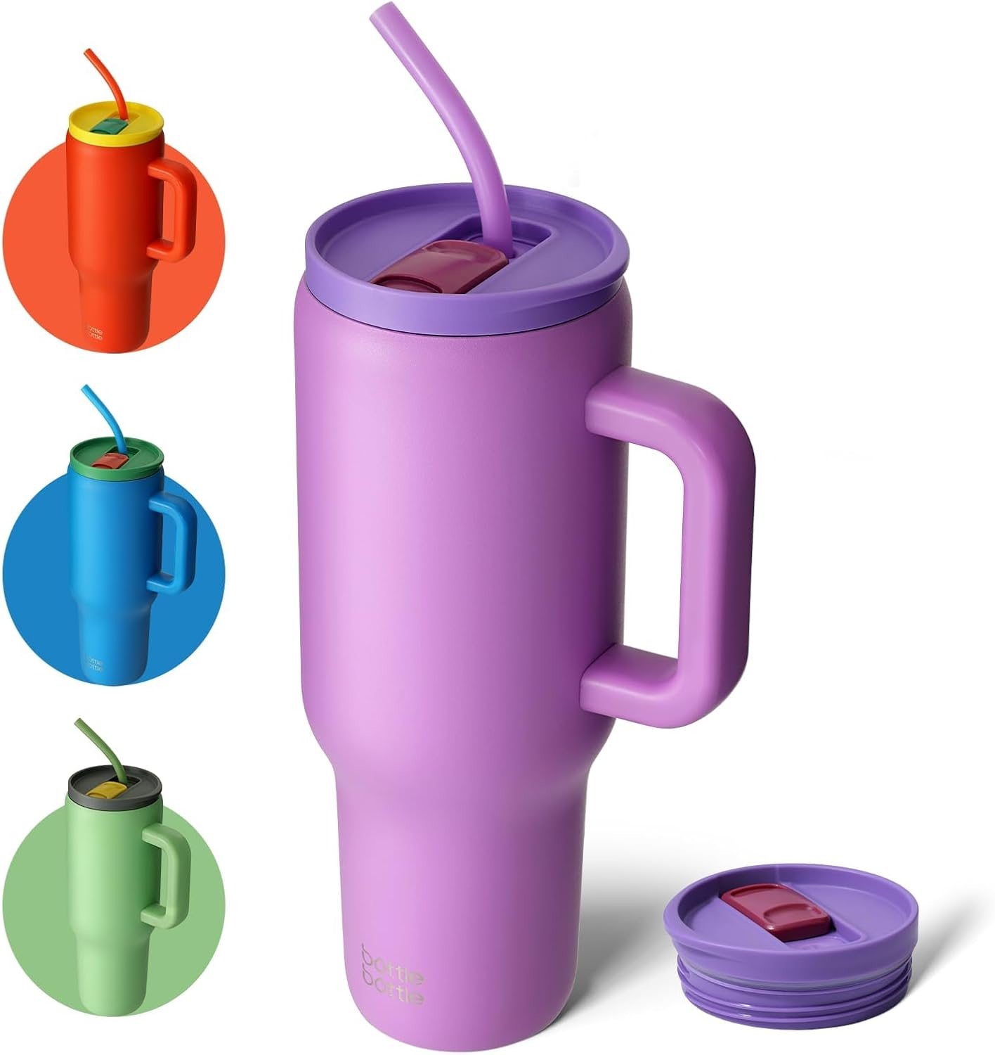 Bottle Bottle 40 Oz Tumbler with Handle and Straw,Stainless Steel Vacuum Travel Mug,Car Cup with Straw, Stainless Steel Vacuum Water Bottle for Gifts Party Office Coffee (Purple Sunset)