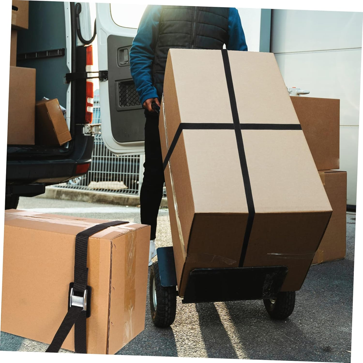 WHAMVOX 6 Pcs Nylon Webbing Packing Straps 25Mm X 3M with White Zinc Buckles, Adjustable Cargo Tie Straps for Luggage, Travel Gear, and Industrial Securing Applications image number 1