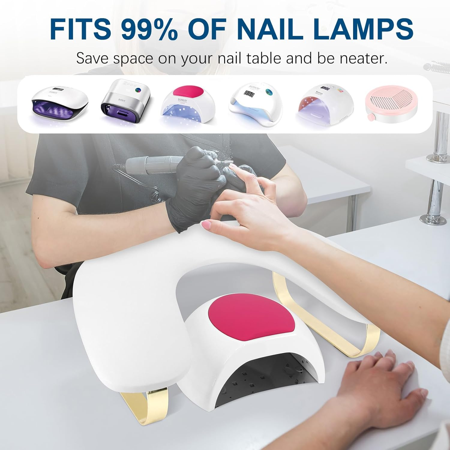 Arm Rest for Nails Tech, U-Shaped Manicure Nail Arm Rest Stand, Nail Armrest for Nail Tech Hand Rests with Stainless Steels Holder image number 5