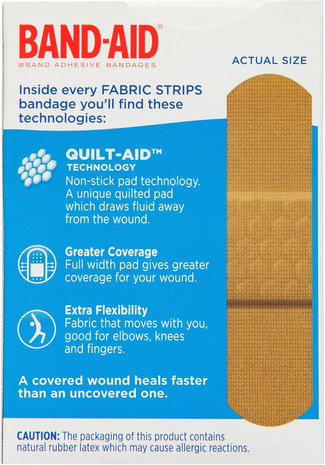 Band-Aid Fabric Strips 50 Pack |Non-Stick Pad Technology| Greater Coverage|Extra Flexible image number 3