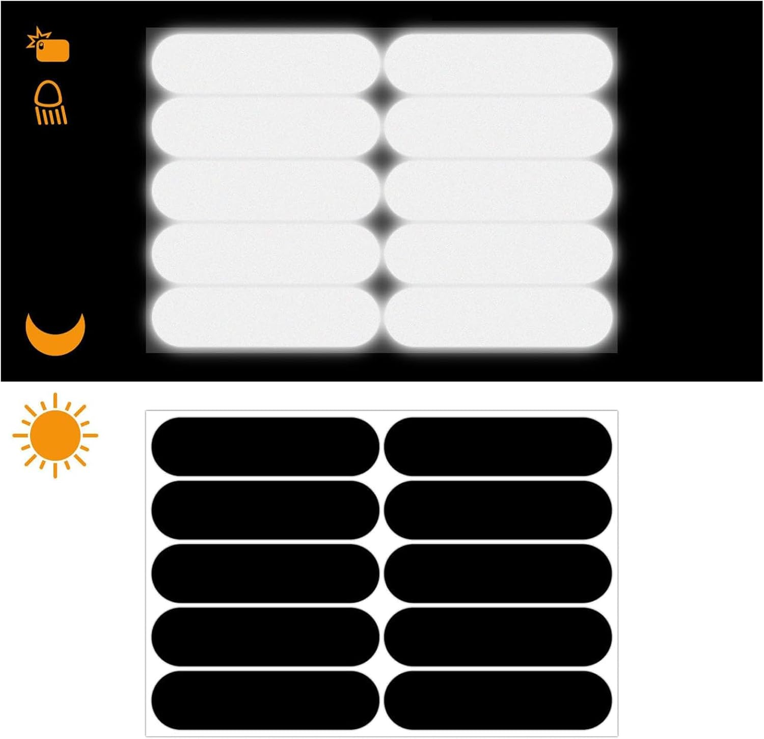 MAEZOE 10Pcs Black Reflective Stickers for Motorcycle Helmet &ndash; Night Visibility, Weatherproof Adhesive, Discreet Design &ndash; for Bike, Scooter, Kids Helmet Riders image number 3