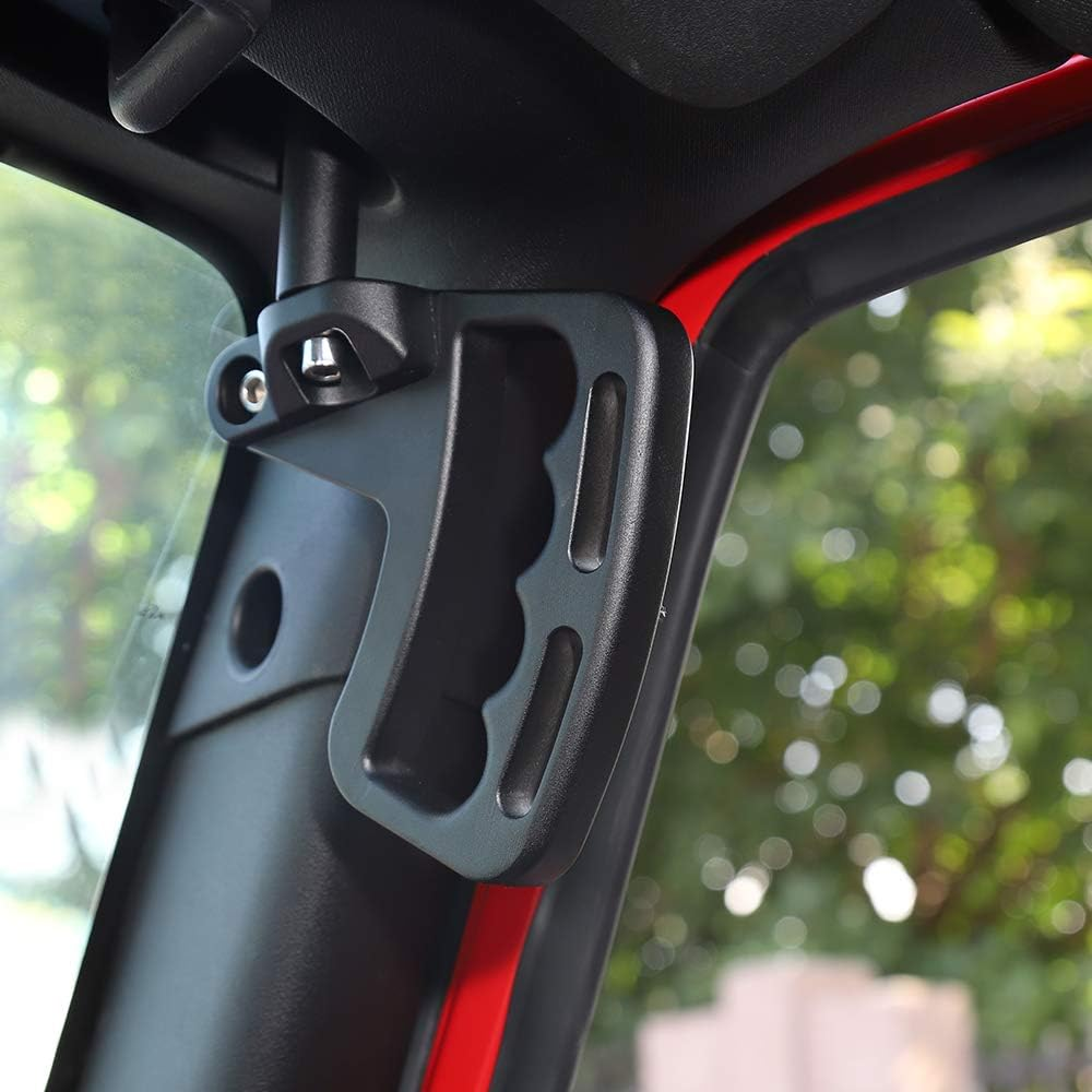 Jecar Front Grab Handles Aluminum Alloy Grab Bars for 2007-2018 Jeep Wrangler JK JKU Sports Sahara Rubicon X, Black image number 5