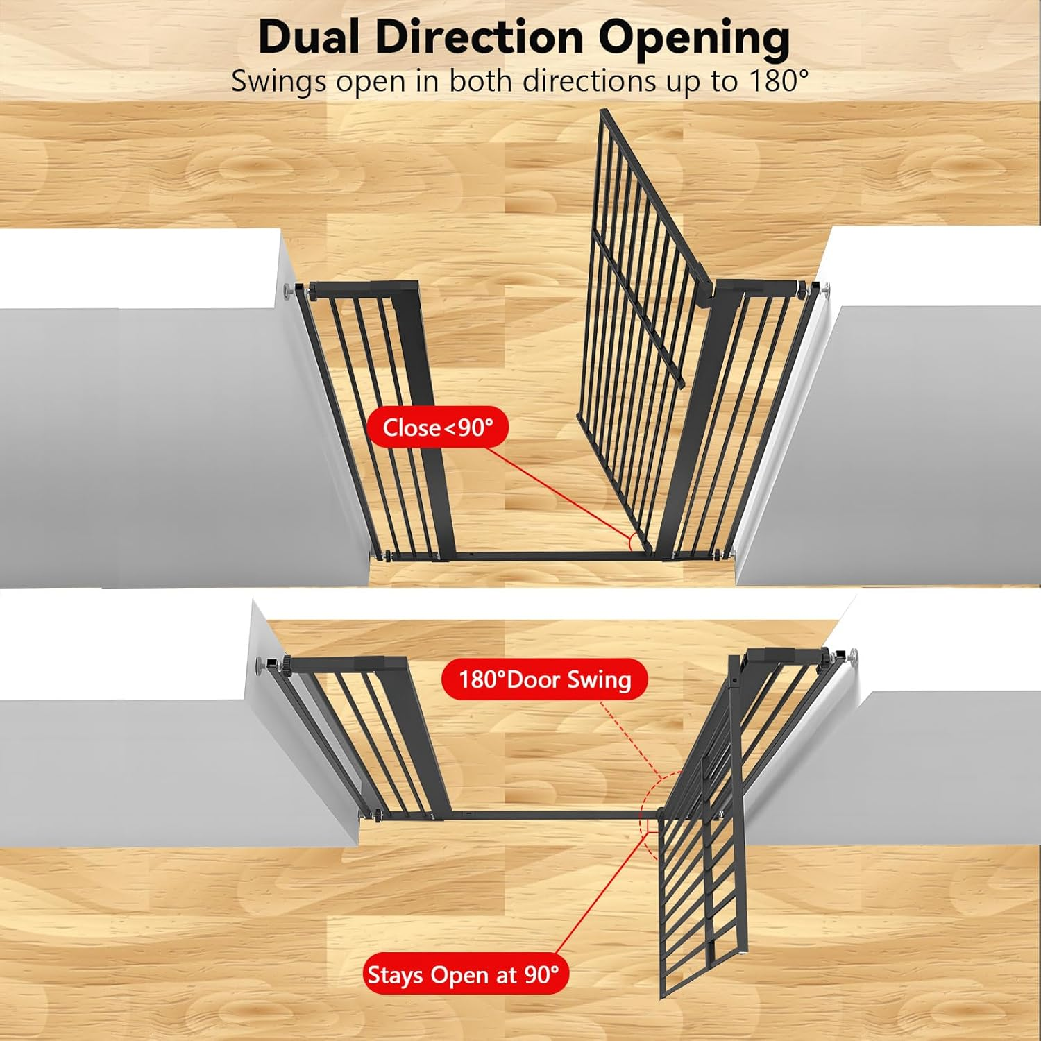 Extra Tall 180Cm Pet Gate for Cats and Dogs, Tall Cat Gate Indoor, Baby Gate for Doorways and Stairs, Metal Walk through Cat Safety Gate, No Drill Cat Gate for Hallway, Fits 76&ndash;118Cm Wide Openings image number 2