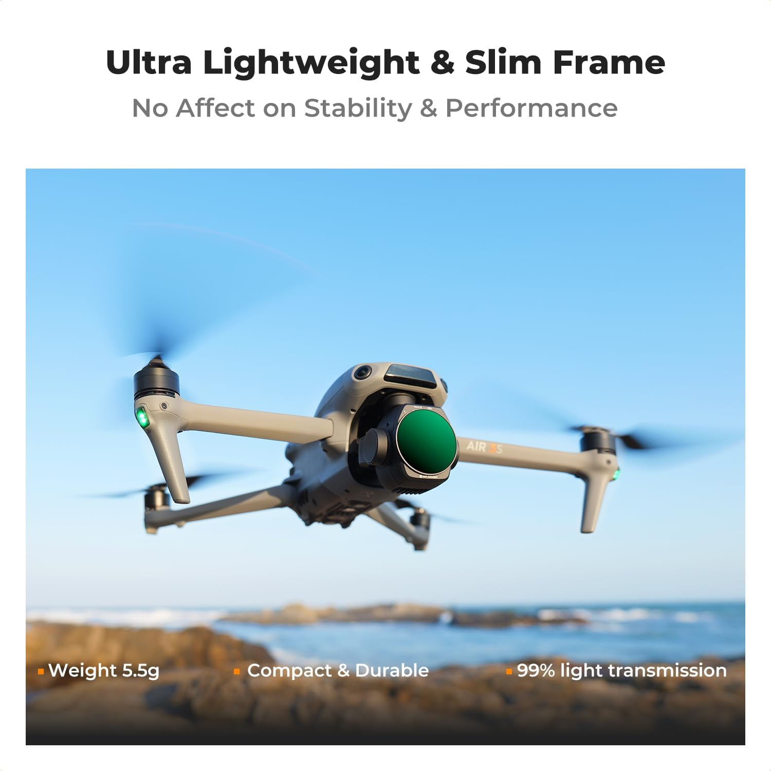 K&F Concept CPL Filter Compatible with DJI Air 3S, Drone Lens Polarizers Filters for Air 3S, Lightweight Multi-Coated Top Optical Glass Filter Drone Camera Lens Accessories image number 3