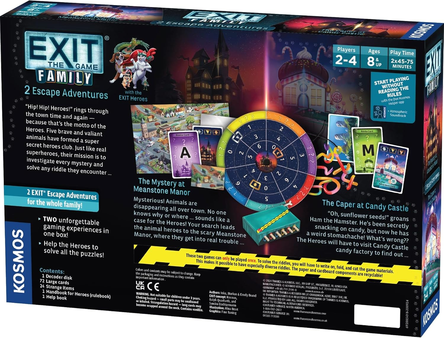 THAMES & KOSMOS | Exit the Game: Family Heroes - 2 Escape Adventures (2-In-1 Bundle) | the Mystery at Meanstone Manor and the Caper at Candy Castle | 2-4 Players, Ages 8+ image number 1