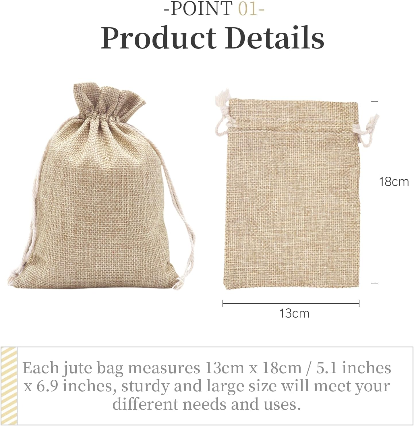 TRMFUSA 30 Pack Burlap Jute Gift Bags with Drawstring image number 5
