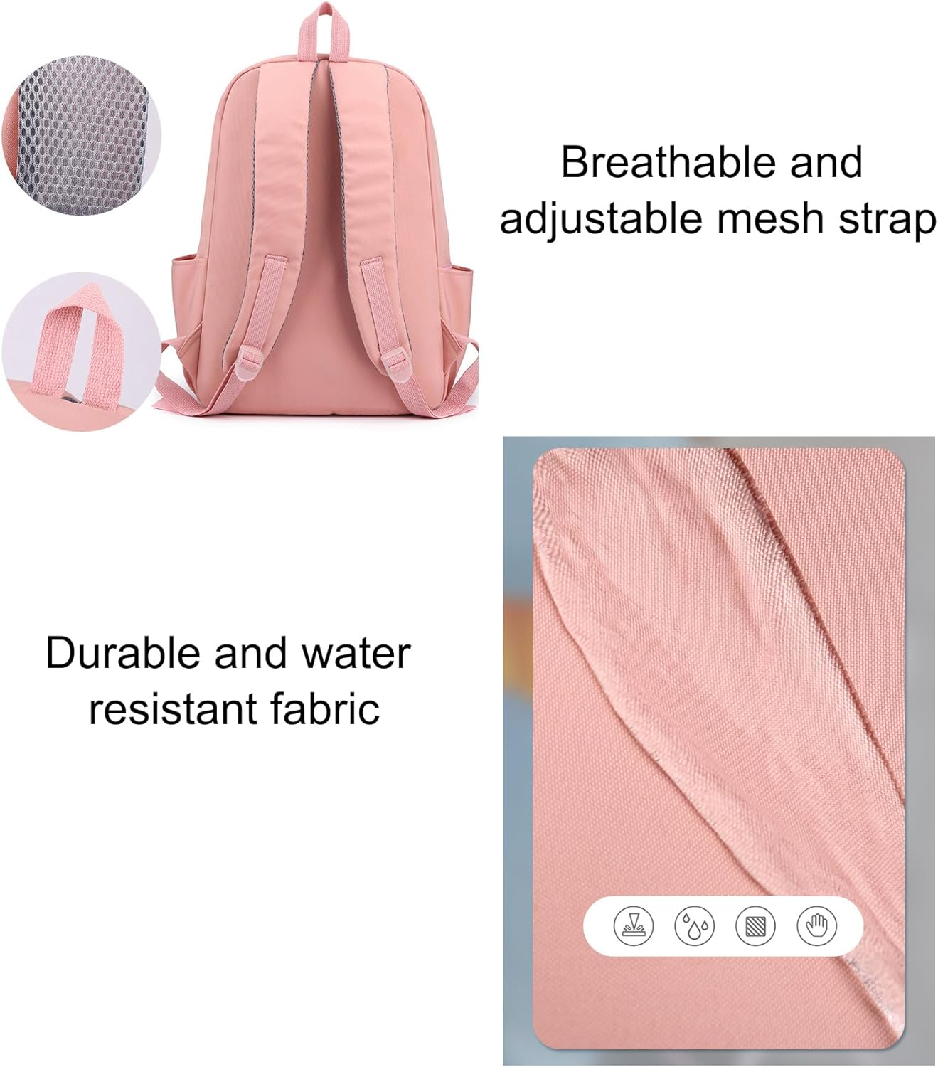 Sellerfun Girls Junior Middle School Backpack Solid Color Casual Daypack Laptop Bag Fit for School Travel Leisure Time image number 1