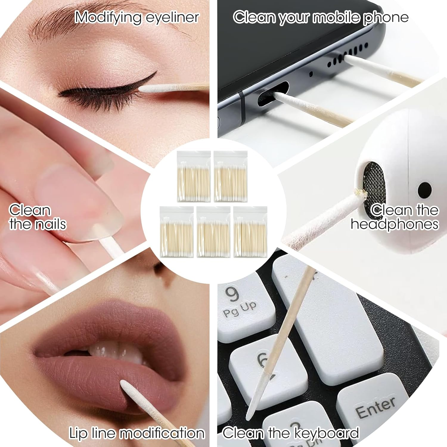 500 Pcs Pointed Tip Cotton Swabs - 4 Inch Precision Microblading Buds with Thin Wooden Handle for Makeup, Nail Polish, Cosmetic Touch Ups & Detailed Cleaning image number 5