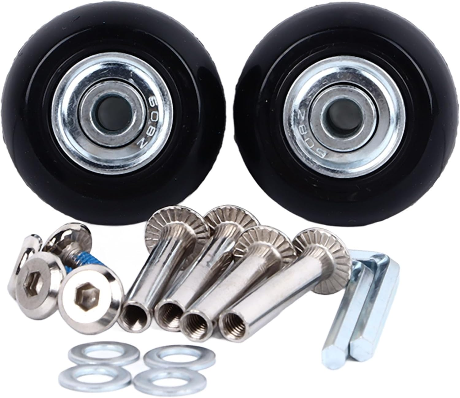 Luggage Wheels, 2Pcs Mute Suitcase Replacement Wheels, Flexible 360 Spinner 40Mm 50Mm Case Wheels, Universal Rubber Swivel Trolley Casters, Bearings Repair Tools for Caster Board image number 1