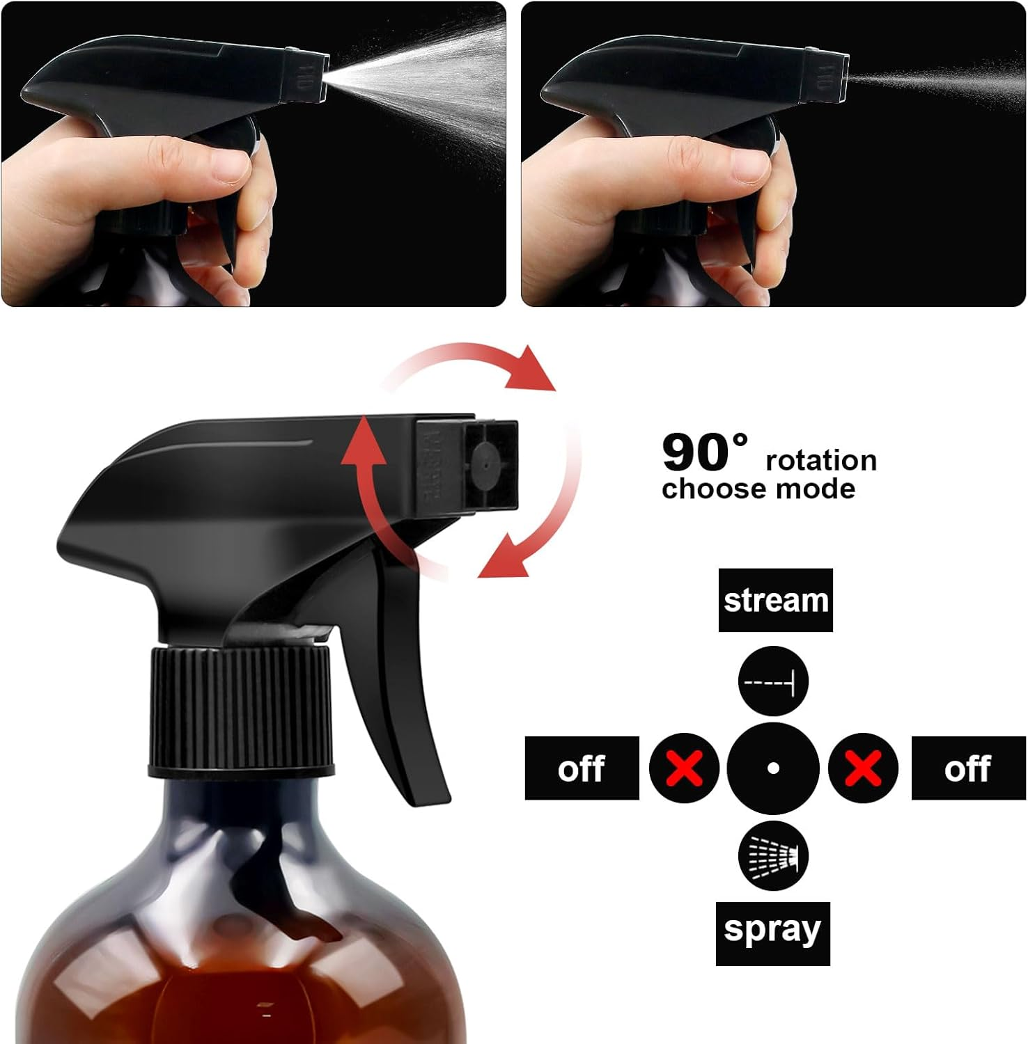 Pack of 2 Spray Bottles, 500 Ml Water Spray Bottle Plants, Atomiser Spray Bottles with Adjustable Spray Tips, Empty Water Spray Bottle Cleaning, Home, Garden, Hairdresser (Brown) - Green image number 6