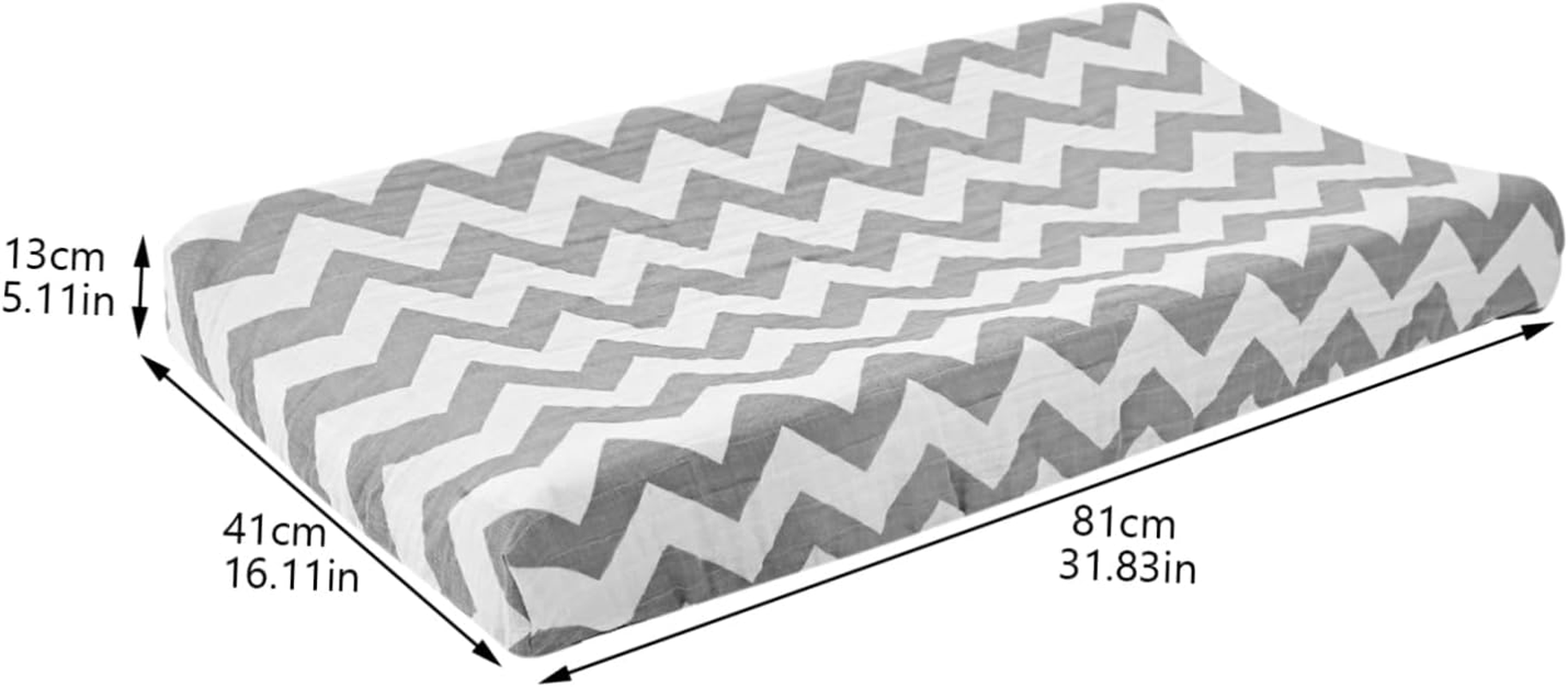 Baby Changing Pad Cover for Boys Washable Cotton Muslin Removable Changing Table Sheet Gray Wave Pattern for Newborn Care image number 6