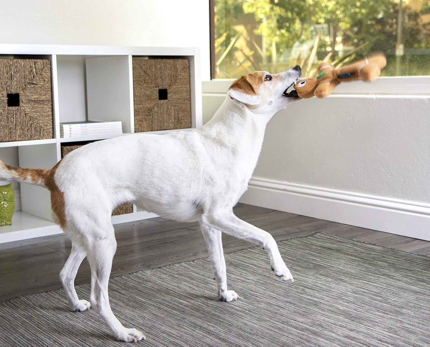 Godog Christmas Gingerbread Man Squeaky Plush Dog Toy, Chew Guard Technology - Brown, Large image number 2