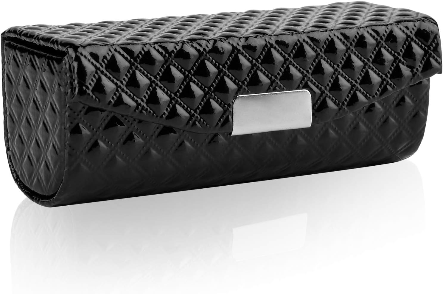 Beautyflier Women&rsquo;S PU Leather Lipstick Case Holder with Mirror Rectangle Makeup Travel Cases for Purse Lipstick Holder, Black, Lipstick Case