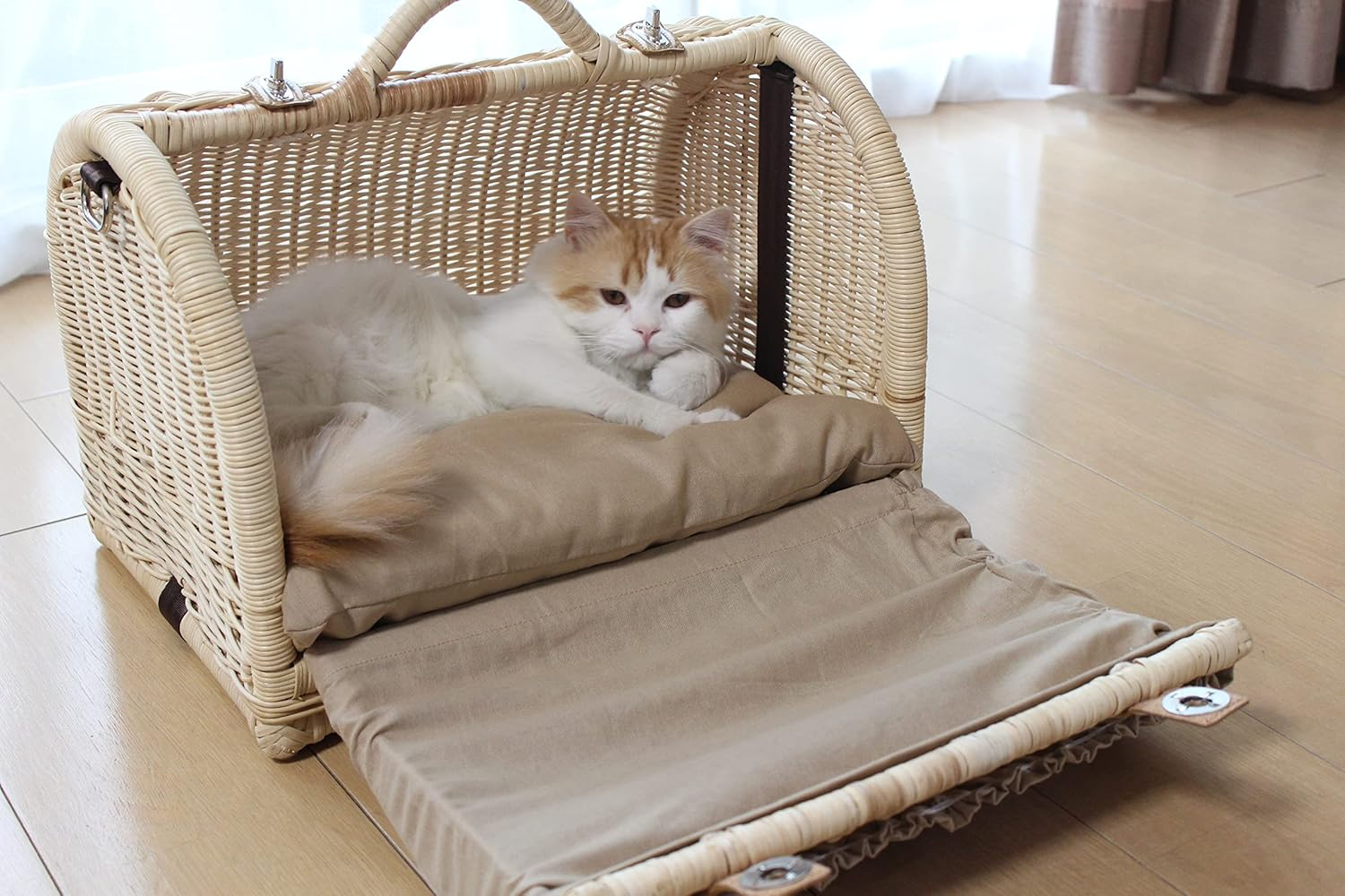 N4 Style Rattan Carrymine Cat Bed Pet Natural
