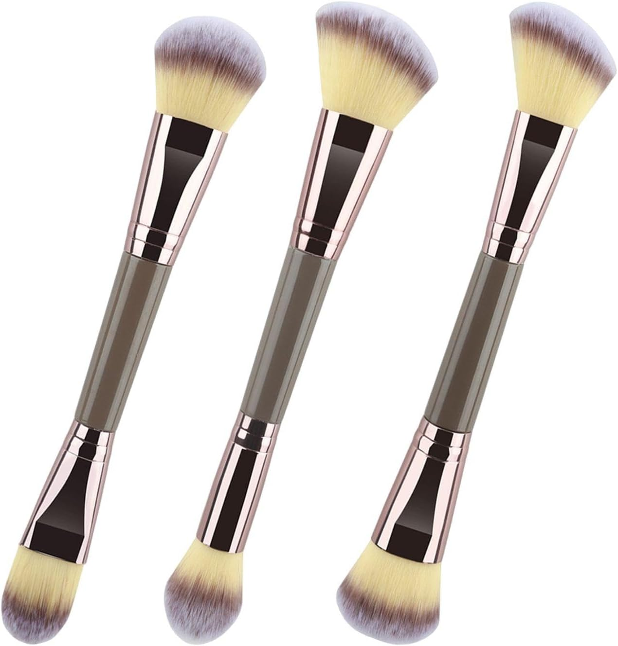 3 Double Headed Loose Powder Brushes, Soft Repair Brushes, Face Beauty Tools, Suitable for Blush, Liquid Foundation and High Gloss image number 4