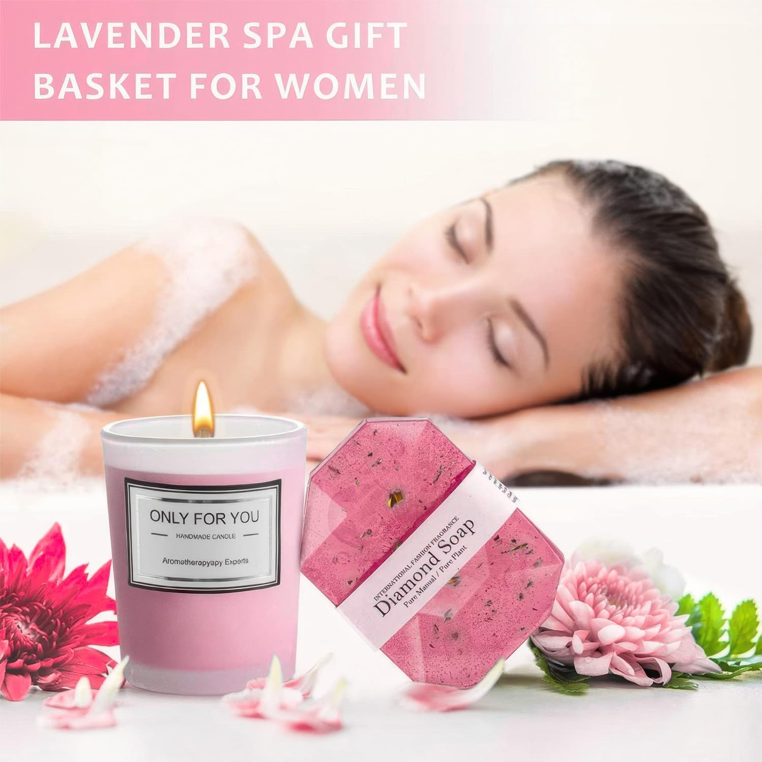Birthday Gifts for Women, Relaxing Spa Gift Box Basket Set，Unique Birthday Gifts for Women, Mom, Wife, Girlfriend, Sister, Her, Best Friend,Colleague,Christmas, Valentine'S Day, Mother'S Day Gift Basket (Pinks) - Pinks image number 4