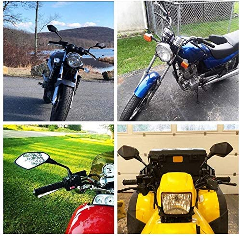 【2024 Upgraded】Motorcycle Convex Rear View Mirror, Mirrors for Bike,Motorcycle,Atv,Scooter, with M8 M10 Threaded Bolt, with 7/8" Handle Bar Mount Clamp Compatible with Cruiser, Suzuki, Honda,Victory image number 1