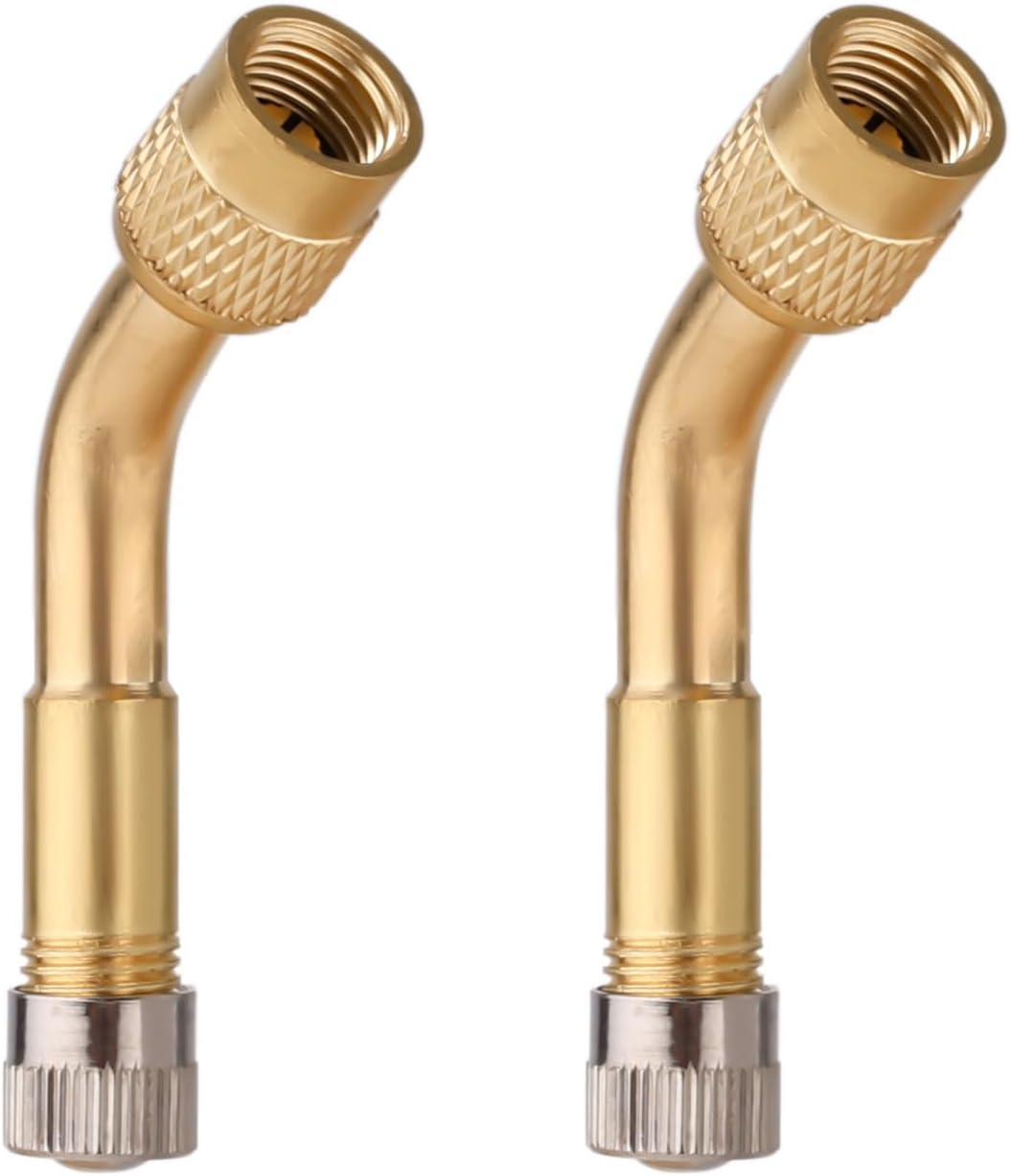 Gosknor 2Pcs Tire Valve Extension, 135 Degree Tyre Valve Extension Adaptor Brass Tire Valve Stem Extenders Valve Stem Adapter for Cars Motorcycles Stroller Bicycles RV image number 4