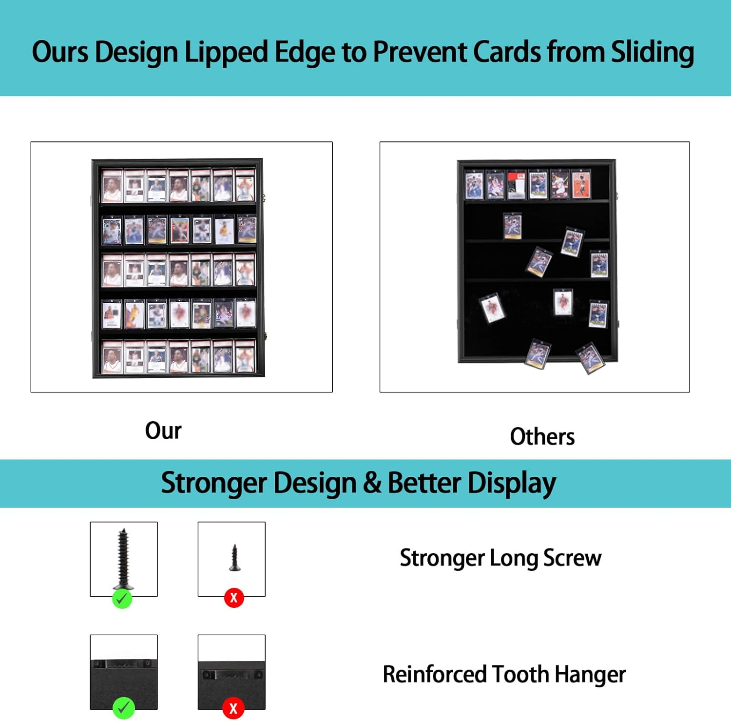 Sboitflmm 35 Graded Baseball Card Display Case - Wall Mount with Lock - UV Protection Acrylic - Sports Trading Cards Frame for Basketball, Football & Hockey (-Vertical) image number 4