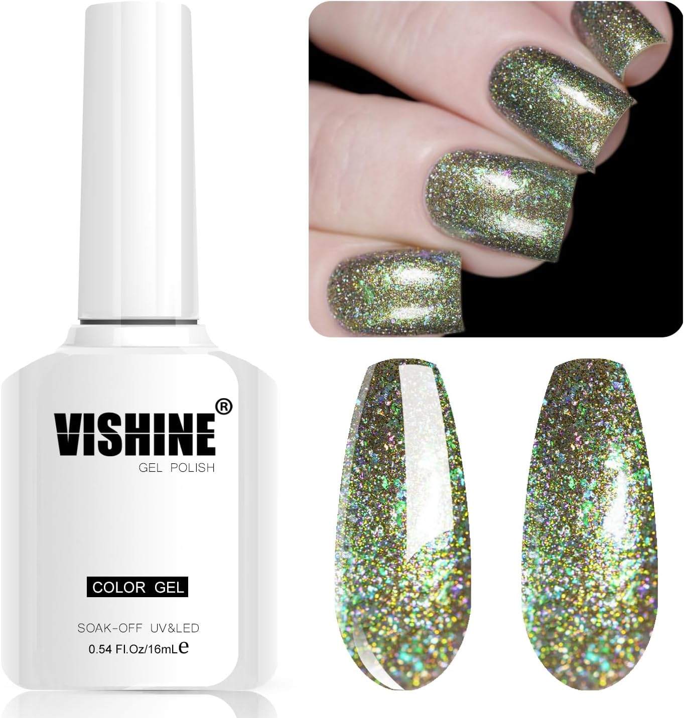 Vishine 16Ml Gel Nail Polish Shimmer Shine Multi-Chrome Galaxy Holographic Iridescent Chameleon Glitter Gel Polish M203 image number 6