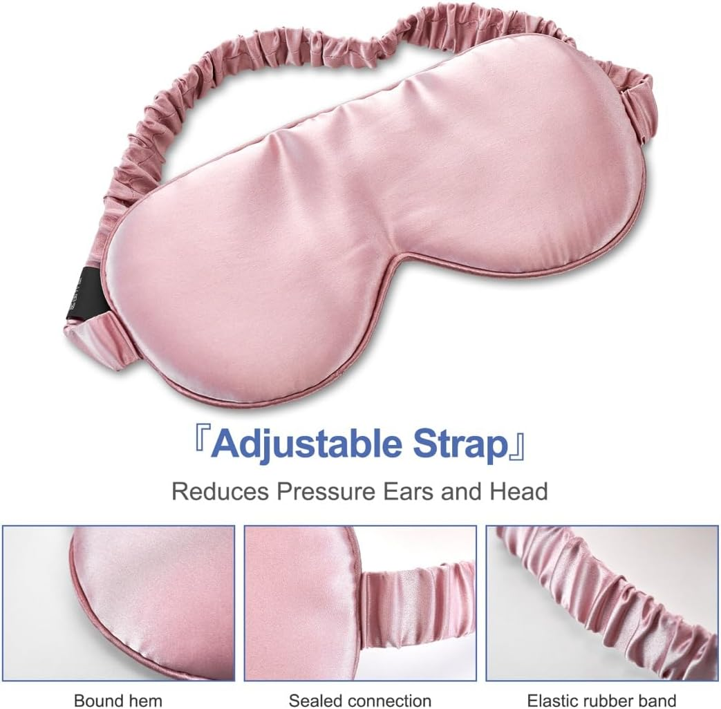 Eye Mask,100% Mulberry High-End Pure Silk Sleep Mask with Gift Box, H HOME-MART Luxuriously Padded Silk Eye Sleeping Mask Silk Eye Mask Comfortable Soft Silk Sleep Masks for Men Women Traveling image number 1