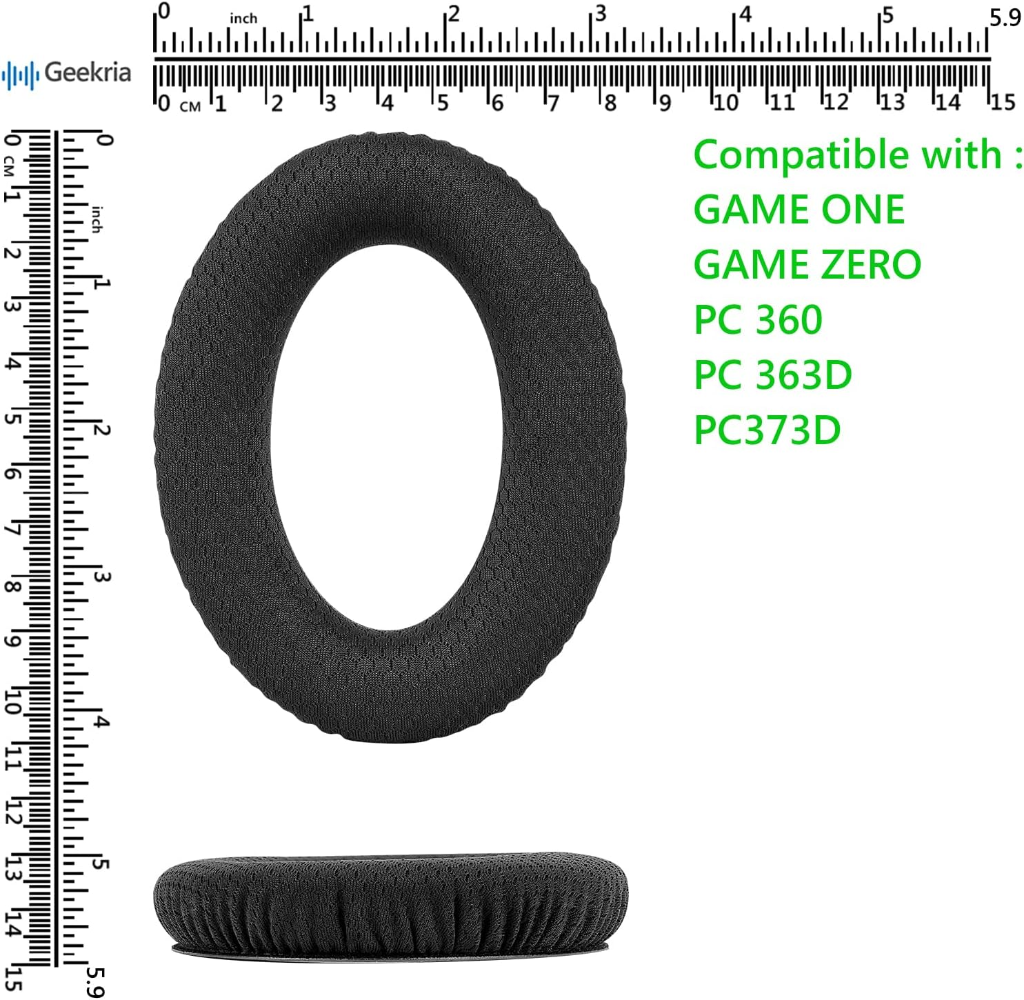 Geekria Comfort Mesh Fabric Replacement Ear Pads Compatible with Sennheiser Game One/Zero, PC 360/ 363D/ 373D Headphones Ear Cushions, Repair Parts (Black) image number 4