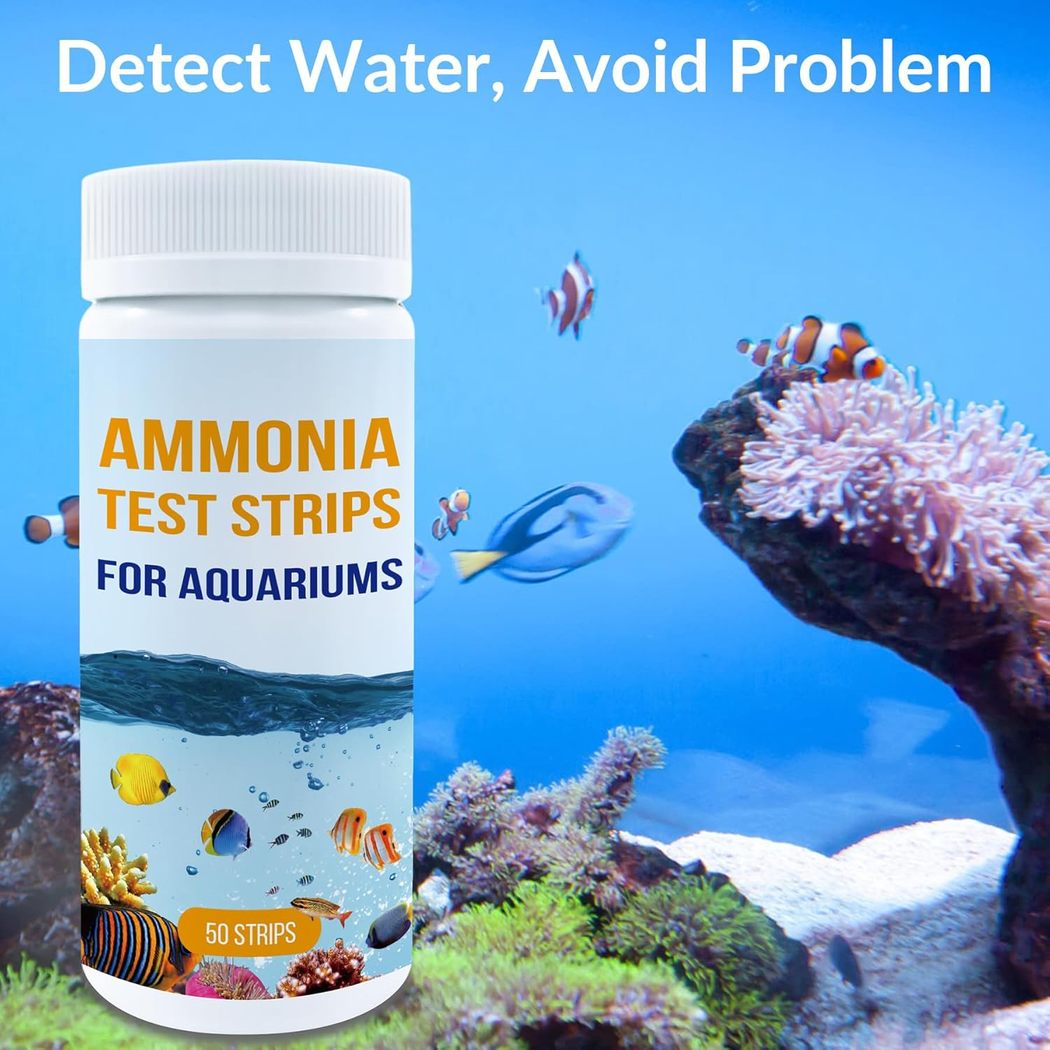 Ammonia Test Strips for Fish Tank, 50 Count Aquarium Test Strips for Saltwater & Freshwater Aquariums & Ponds, Ammonia Test Kit image number 6