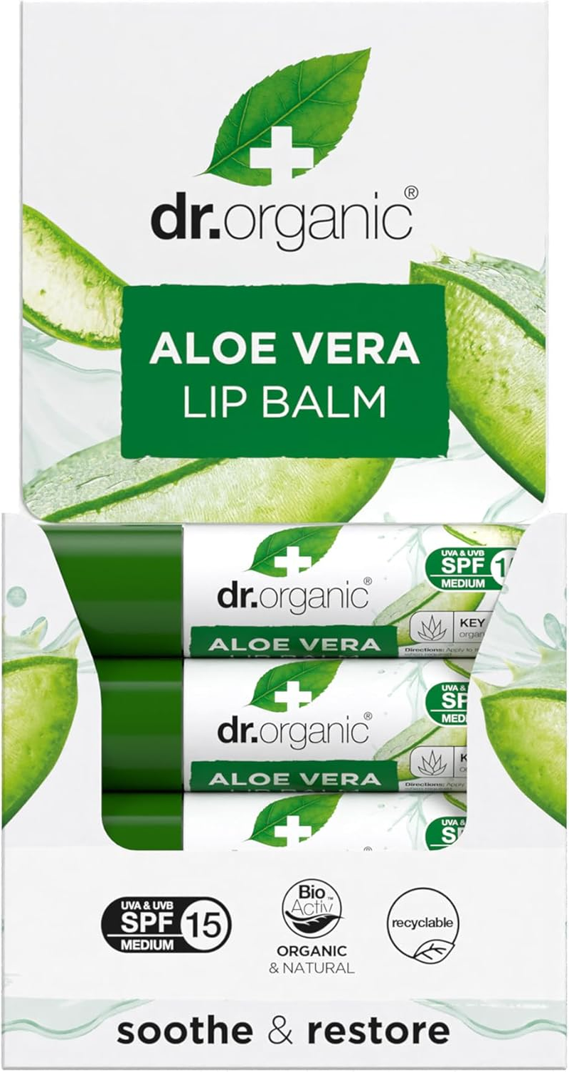 Dr Organic Aloe Vera Lip Balm, Moisturising, SPF 15, Mens, Womens, Natural, Vegetarian, Cruelty-Free, Paraben & Sls-Free, Organic, 5.7Ml image number 2
