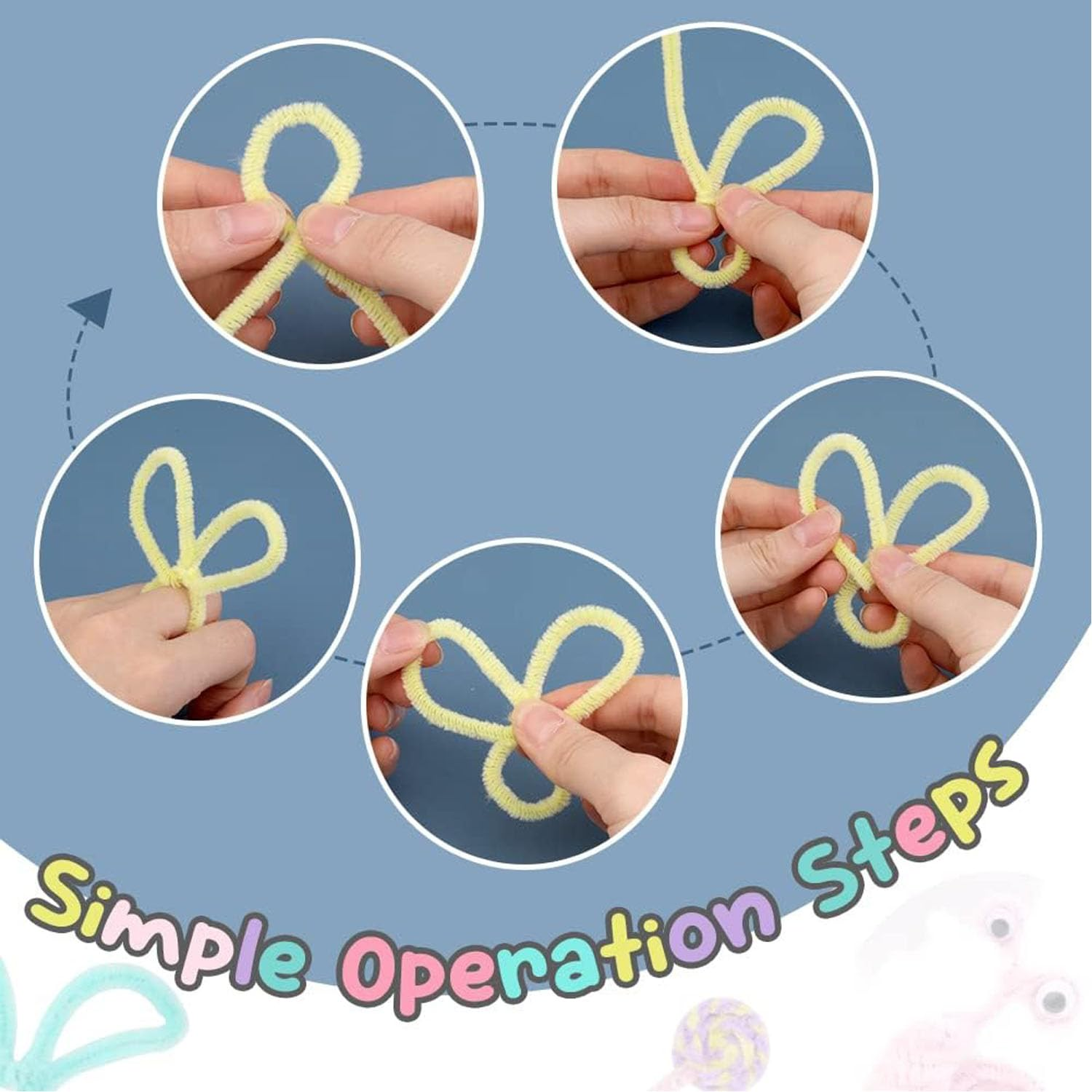 Shengsenfu 200 PCS Thick Pipe Cleaners for Crafts, Fuzzy Chenille Stems in 10 Pastel Colors, Assorted Colored Art Supplies for Kids & Adults, Creative Decorations, Handmade Projects (Bright Colors) - Bright Colors image number 2