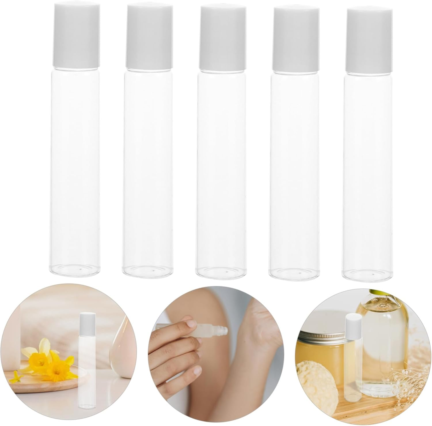 FOMIYES 5Pcs 20Ml Essential Oil Roller Bottles Glass Empty Roller Bottles Press Lock Cap for Aromatherapy and Diy Blending image number 4