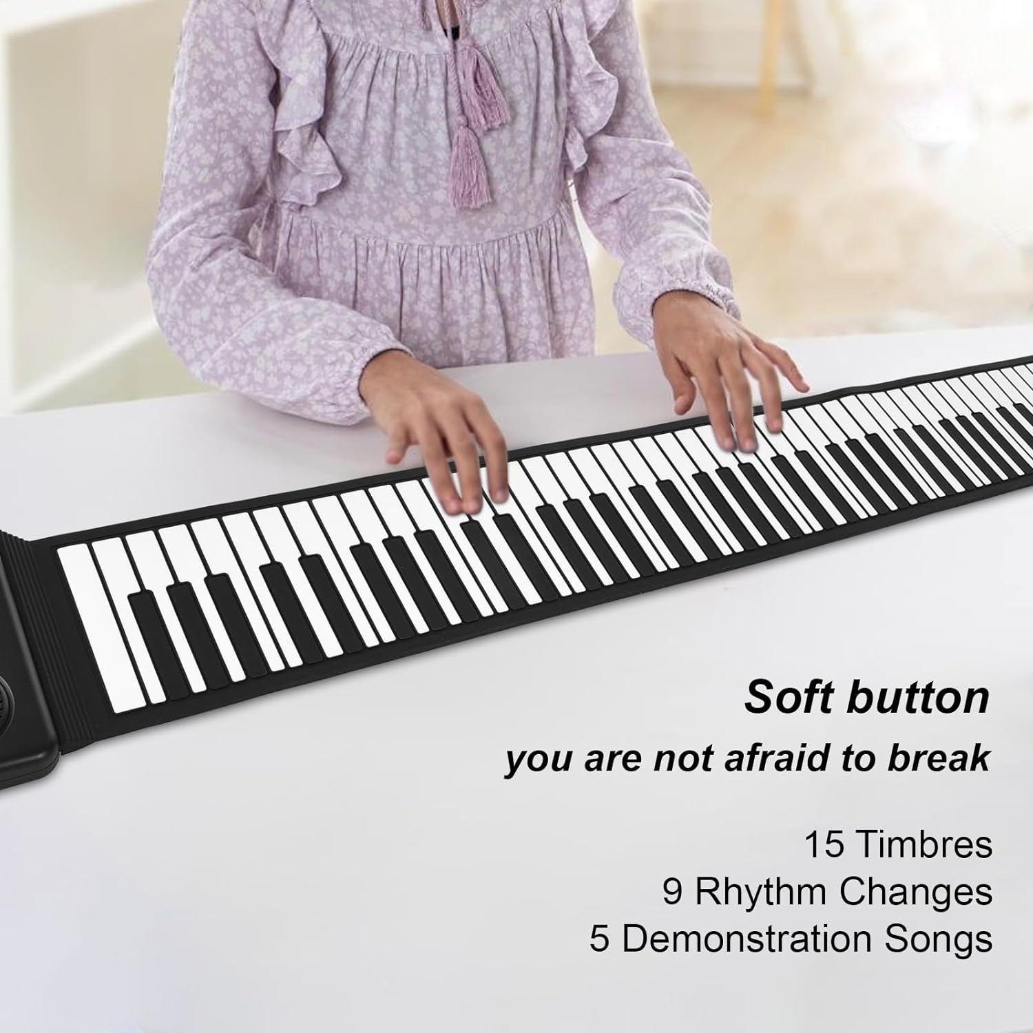 88 Key Portable Piano Handroll Electronic Piano Environmental Silicone Foldable Piano Home Practice Electronic Piano without Speaker for Travel Beginners image number 1