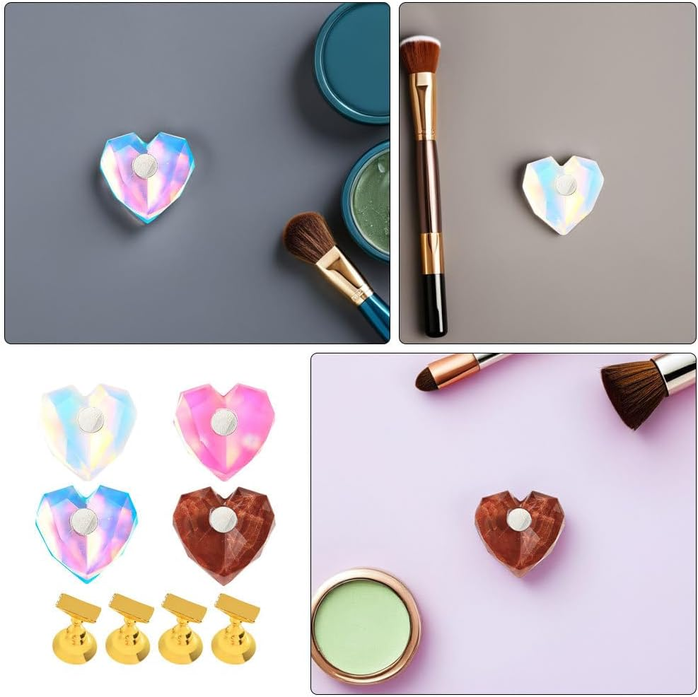 4Pcs Nail Tip Practice Stand: Heart Nail Display Stand - Unique for Realistic Hand Simulation for Training and Display Salon Home and Travel