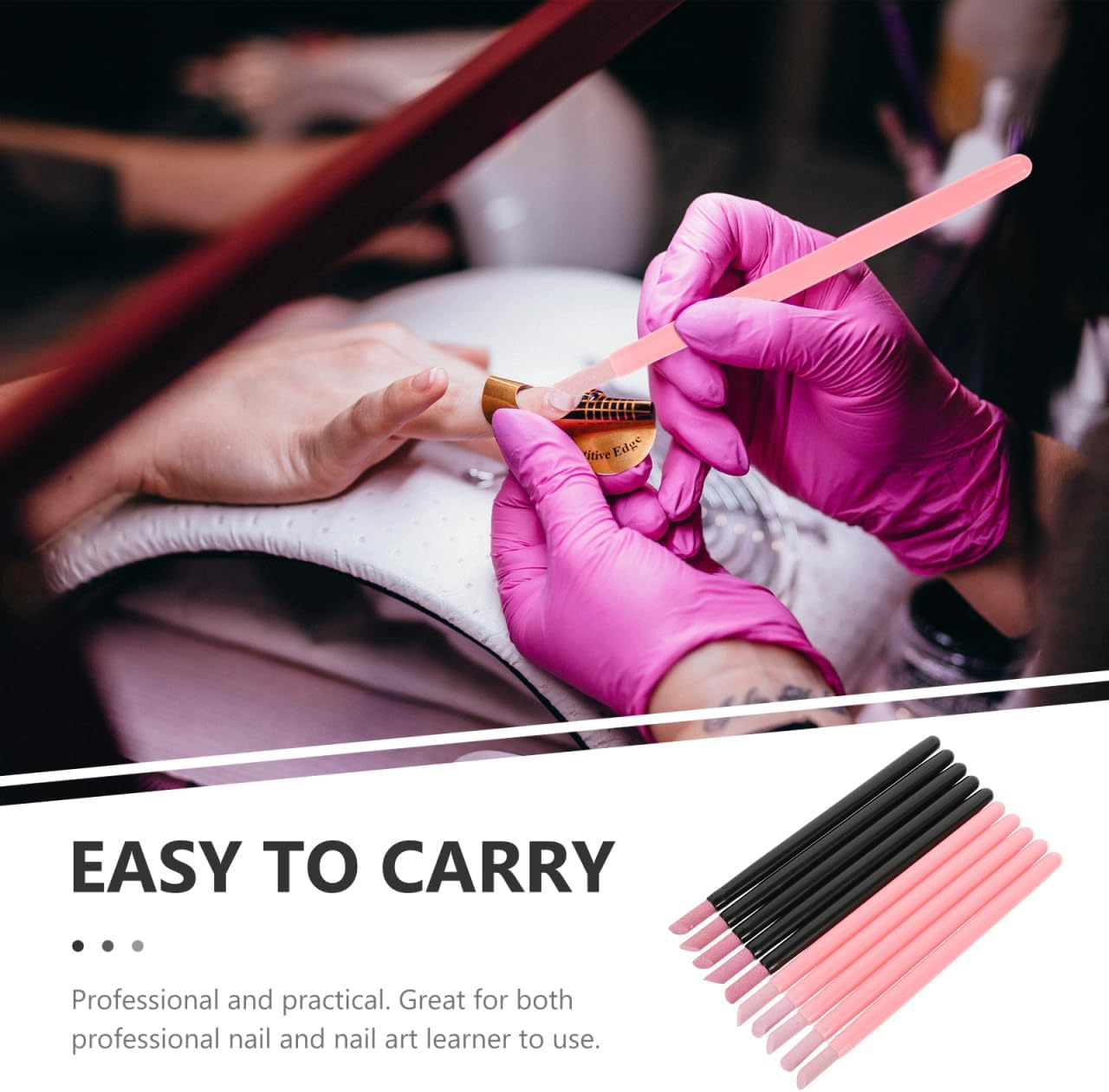 Ipetboom Manicure Pen Single Head Cuticle Remover Nail File Ceramic Stick Trimmer 2 Packs for Beauty