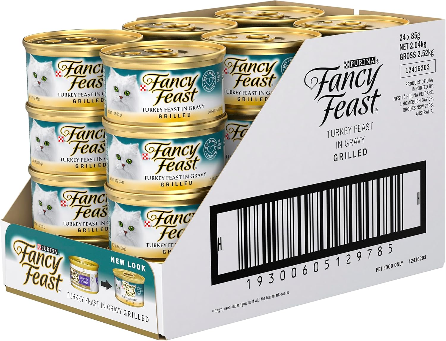 FANCY FEAST Adult Grilled Turkey in Gravy Wet Cat Food 24X85G image number 3