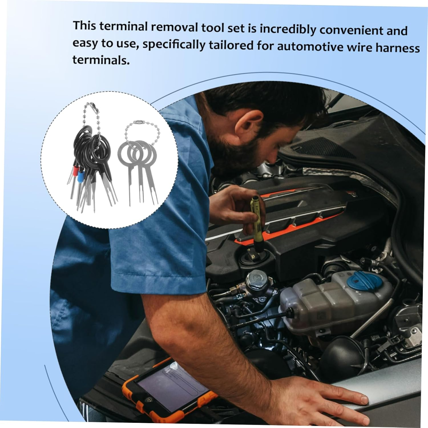Alipis 14Pcs Car Terminal Tool Kit Electrical Pin Extractor Set Vehicle Wire Harness Terminal Ejector Tools for Mechanics Automotive Electrical System Repair image number 1