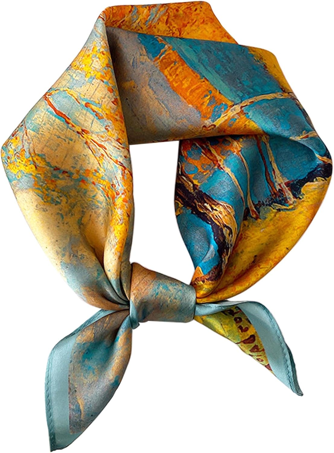 100% Mulberry Silk Scarf for Women Hair Lightweight Square Neckerchief Wrap for Head Scarves 21"