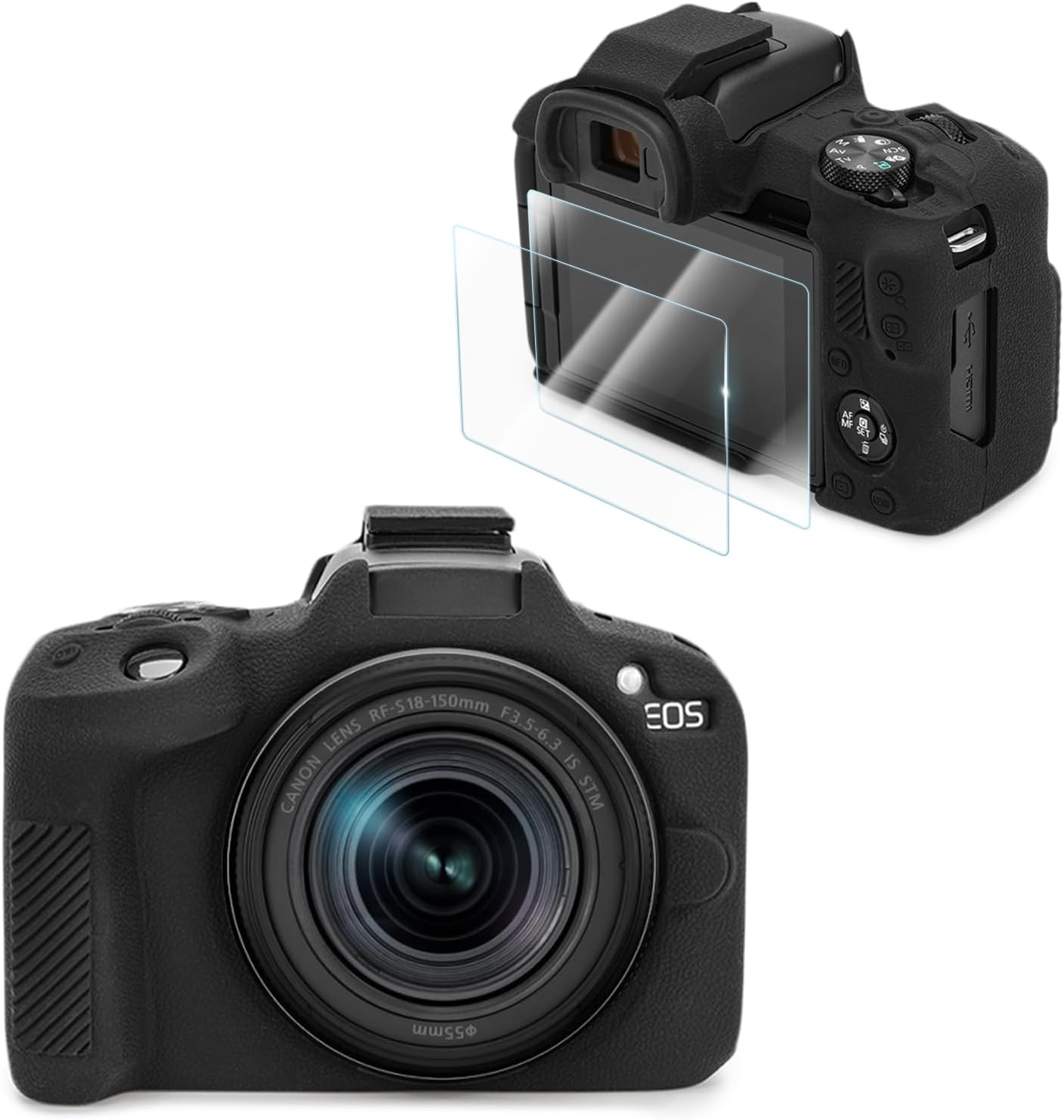 VOVMOEYA Compatible with Canon EOS R50 Camera Case Accessories Kit [With 2 LCD Tempered Films], Light Weight EOS R50 Silicone Protective Case Digital Camera Case Enhanced Grip Sensation 9H 0.25 Mm