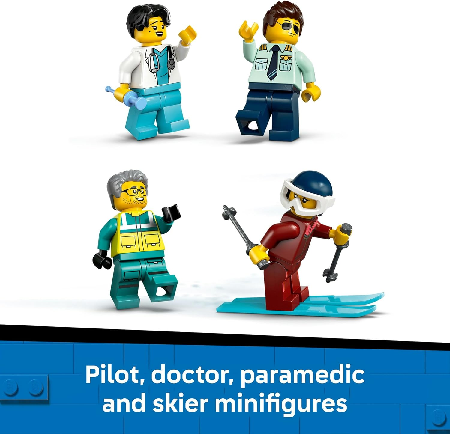 LEGO&reg; City Emergency Air Ambulance Plane, Snow Scooter and Toy Airplane 60465 Building Set with Paramedic, Pilot, Doctor and Skier Minifigures, Fun Holiday or Birthday Toy Idea for Kids Aged 6 and Up image number 3