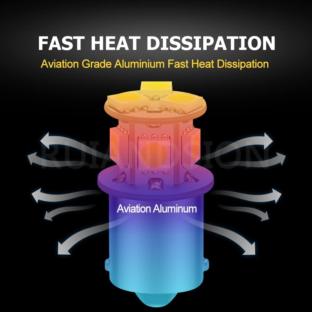 Ruiandsion 2Pcs 12V 1156 7506 BA15S LED Bulb Super Bright 5050 8SMD Chipset LED Replacement Bulb for Reverse Light Turn Signal Light Tail Light,Non-Polarity(White) image number 1